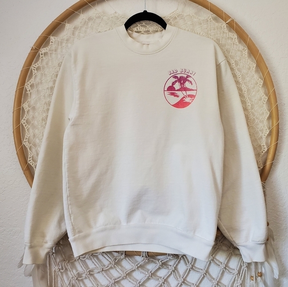 Bad Bunny Off-White Grunge Rapper Soy Peor Band Hip Hop Streetwear Sweatshirt S - Picture 12 of 12